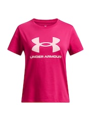 Under Armour Pink Short Sleeve Big Logo T-Shirt - Image 1 of 2