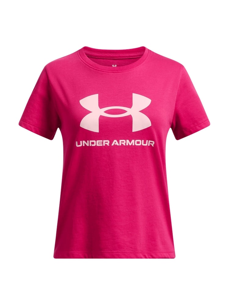 Under Armour Pink Short Sleeve Big Logo T-Shirt - Image 1 of 2 Under Armour Pink Short Sleeve Big Logo T-Shirt - Image 1 of 2