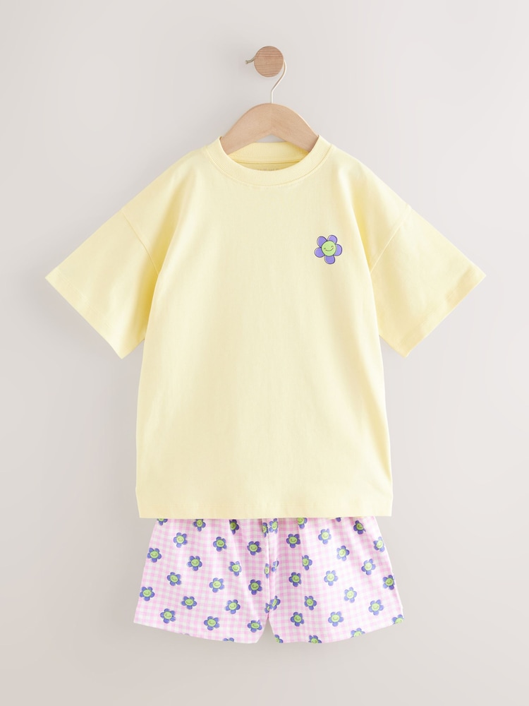 Pink/Yellow Short Pyjamas 2 Pack (3-16yrs) - Image 7 of 11