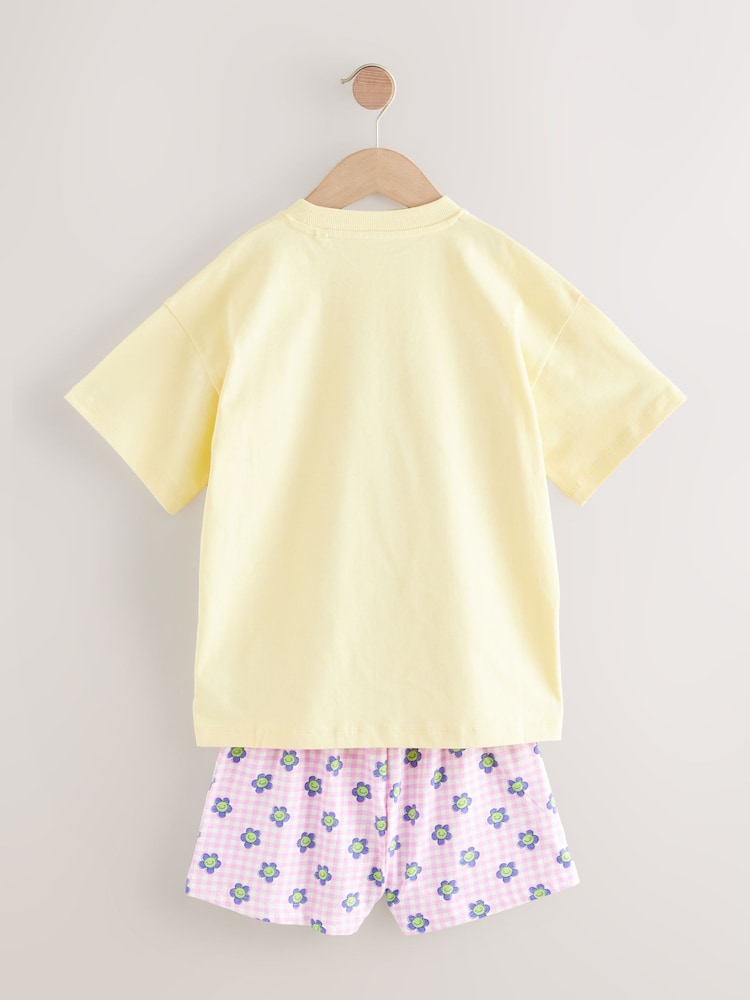 Pink/Yellow Short Pyjamas 2 Pack (3-16yrs) - Image 8 of 11