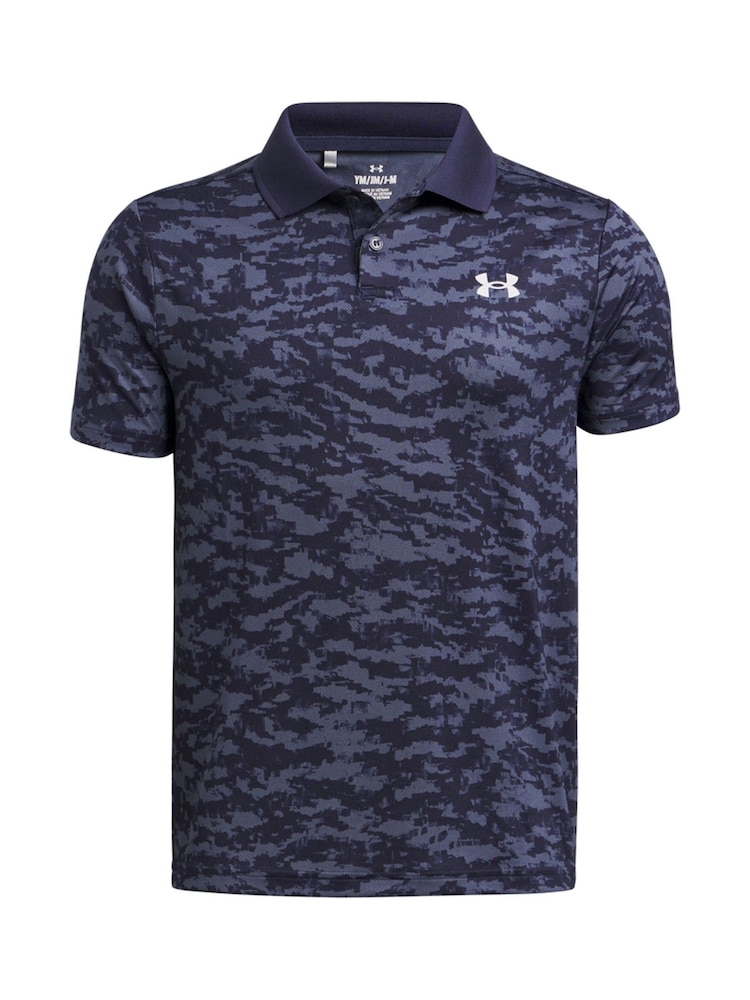 Under Armour Blue Matchplay Printed Polo Shirt - Image 1 of 2