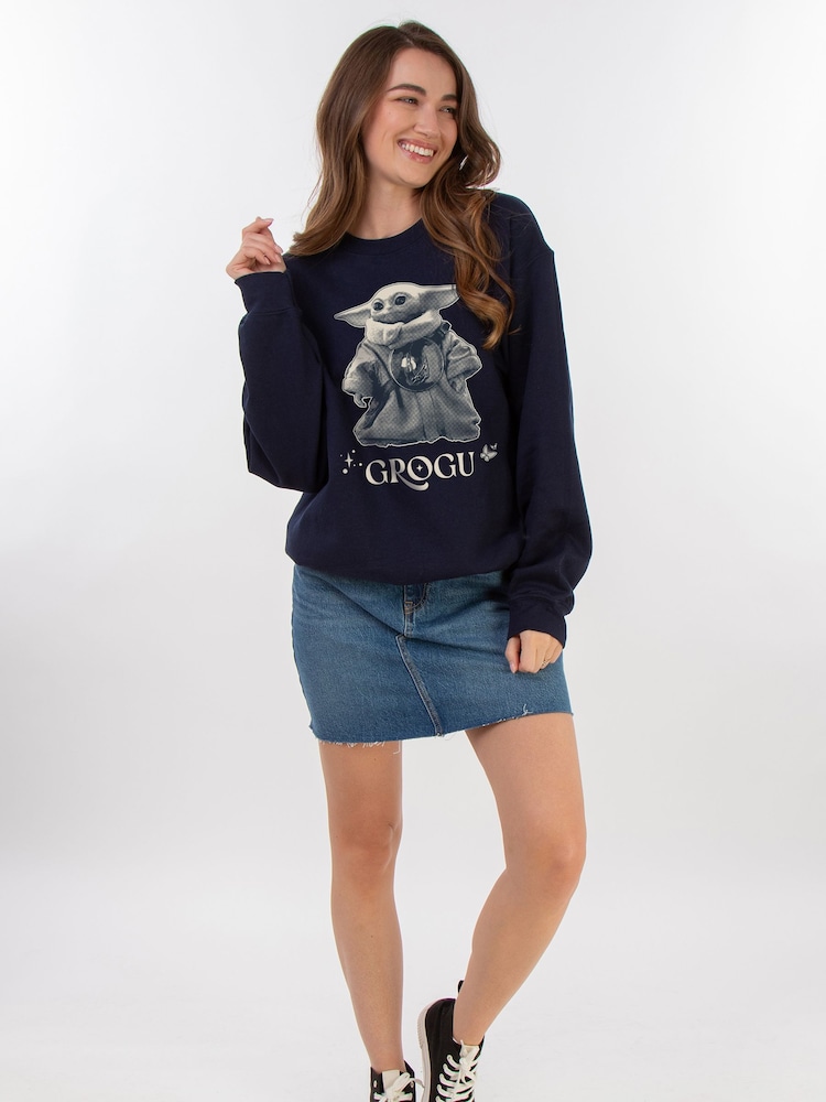 Brands In Blue Star Wars Mandalorian & Grogu Pose Sweatshirt - Image 2 of 5 Brands In Blue Star Wars Mandalorian & Grogu Pose Sweatshirt - Image 2 of 5