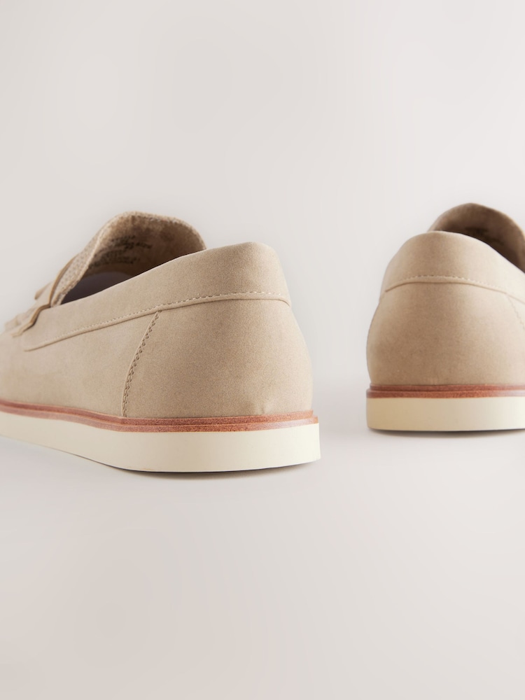 Light Stone Embossed Tassel Loafers - Image 4 of 5