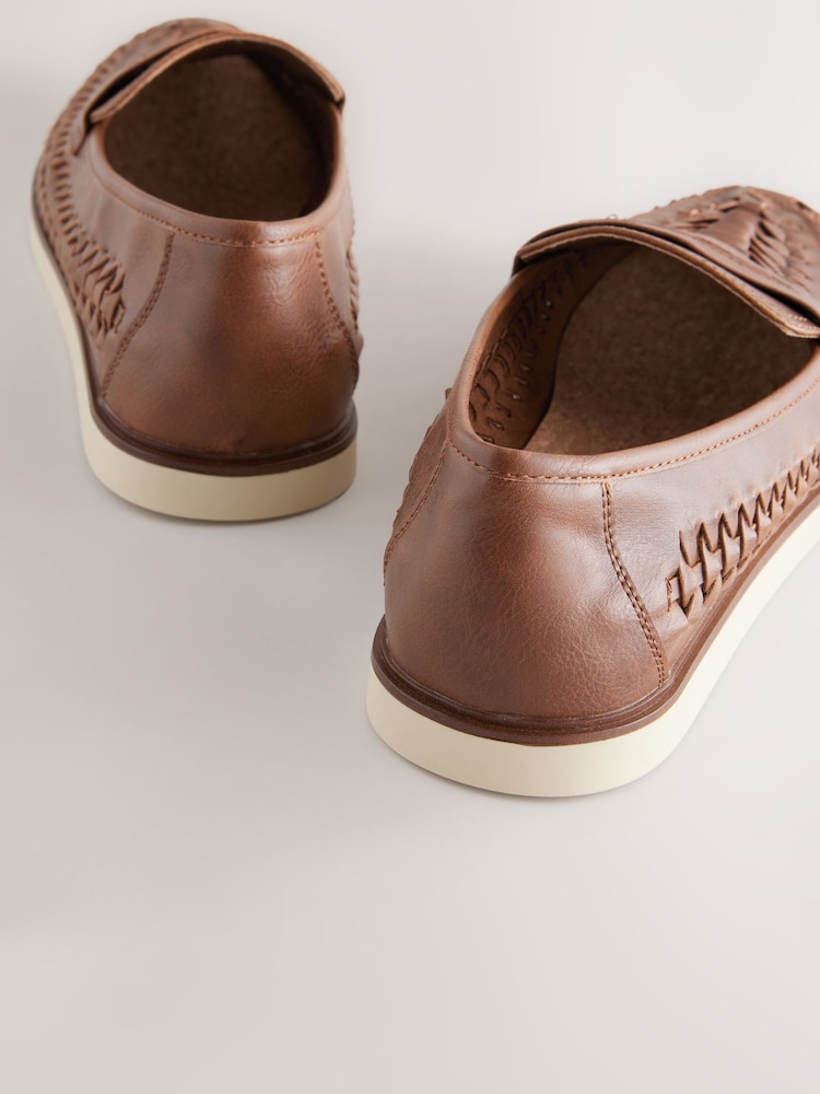 Tan Brown Weave Loafers - Image 5 of 6