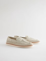 Chalk White Weave Loafers - Image 1 of 6