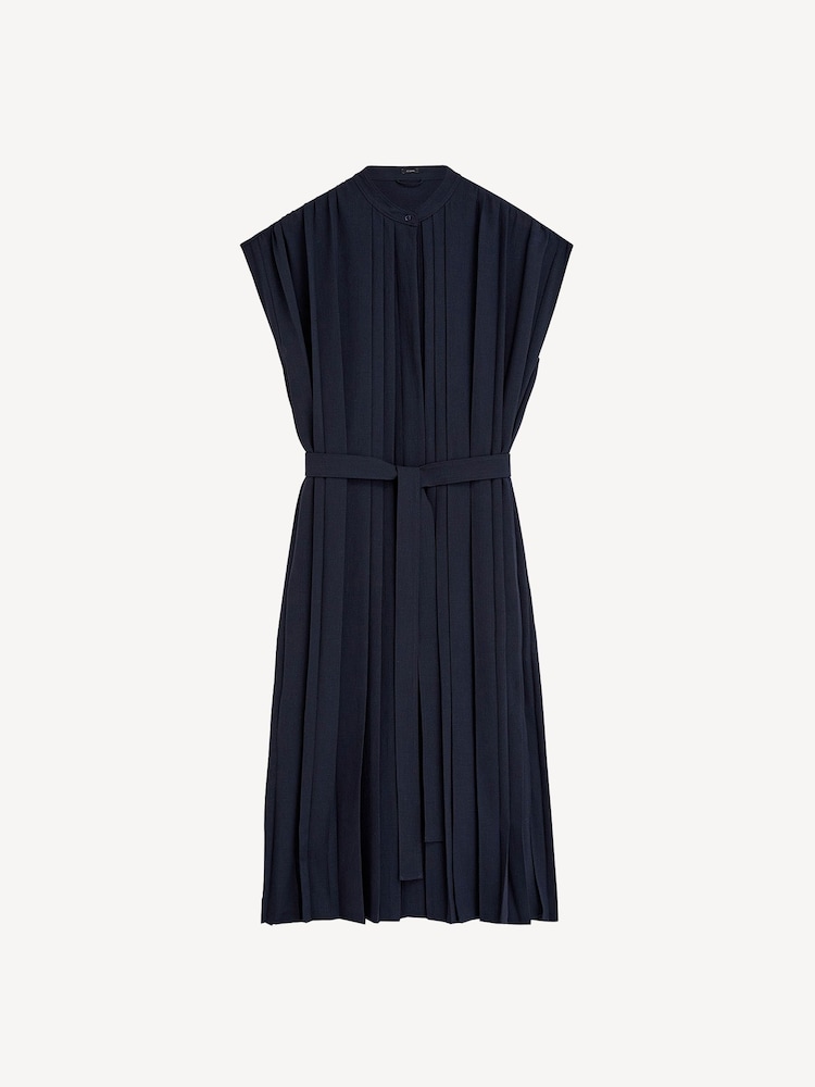 Joseph Navy Davidge Plisse Cinch Waist Midi Dress - Image 4 of 4 Joseph Navy Davidge Plisse Cinch Waist Midi Dress - Image 4 of 4