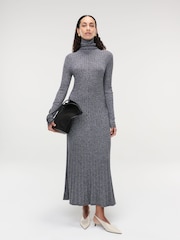 Joseph Cream High Neck Cable Knit Midi Dress - Image 1 of 7