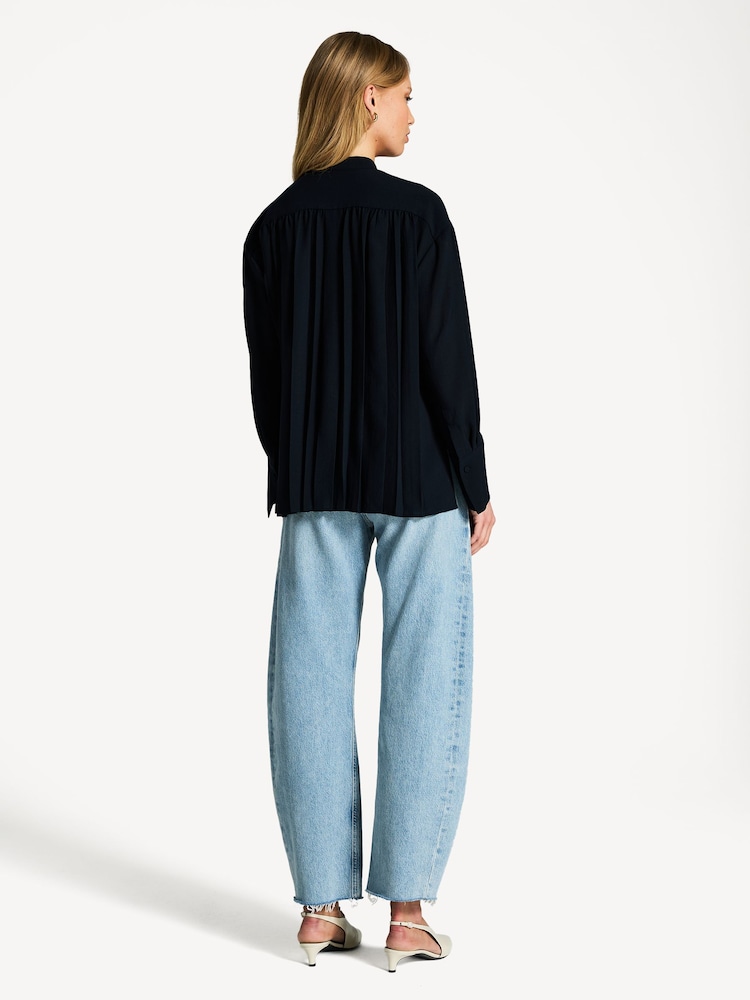Joseph Blue Malte Plisse Blouse - Image 2 of 6 Joseph Blue Malte Plisse Blouse - Image 2 of 6