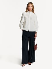 Joseph Navy Tibre Airy Pleat-Fold Wide Leg Trousers - Image 1 of 4