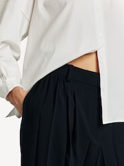 Joseph Navy Tibre Airy Pleat-Fold Wide Leg Trousers - Image 4 of 4