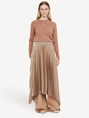 Joseph Brown Knit Weave Plissé Ade Skirt - Image 1 of 4