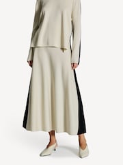 Joseph Cream Contrast Knit Midi Skirt - Image 1 of 5