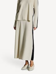 Joseph Cream Contrast Knit Midi Skirt - Image 2 of 5