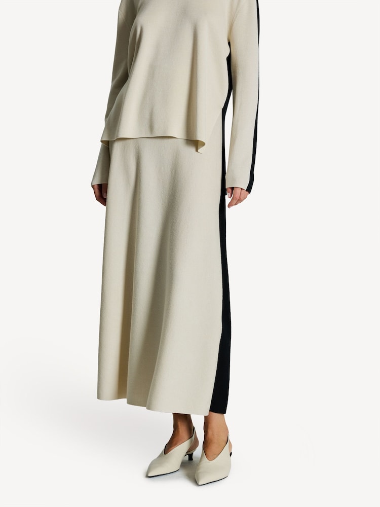 Joseph Cream Contrast Knit Midi Skirt - Image 2 of 5