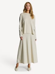 Joseph Cream Contrast Knit Midi Skirt - Image 3 of 5