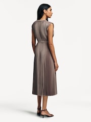 Joseph Brown Volta Weave Pleated Midi Dress - Image 2 of 4