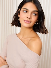 Crème - Friends Like These Long Sleeve Off the Shoulder Ribbed Jersey Top - Image 2 of 4