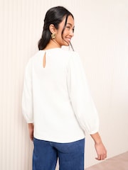 Friends Like These Cream 3/4 Sleeve Lace Insert Top - Image 4 of 4