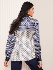 Friends Like These Navy Petite Satin Button Through Shirt - Image 4 of 4