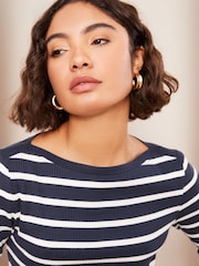 Friends Like These Cream Stripe Ribbed Boat Neck 100% Cotton Jersey T-Shirts 2 Pack - Image 4 of 7