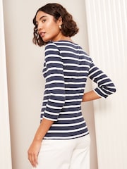 Friends Like These Cream Stripe Ribbed Boat Neck 100% Cotton Jersey T-Shirts 2 Pack - Image 5 of 7