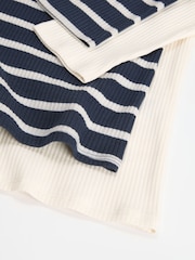 Friends Like These Cream Stripe Ribbed Boat Neck 100% Cotton Jersey T-Shirts 2 Pack - Image 7 of 7