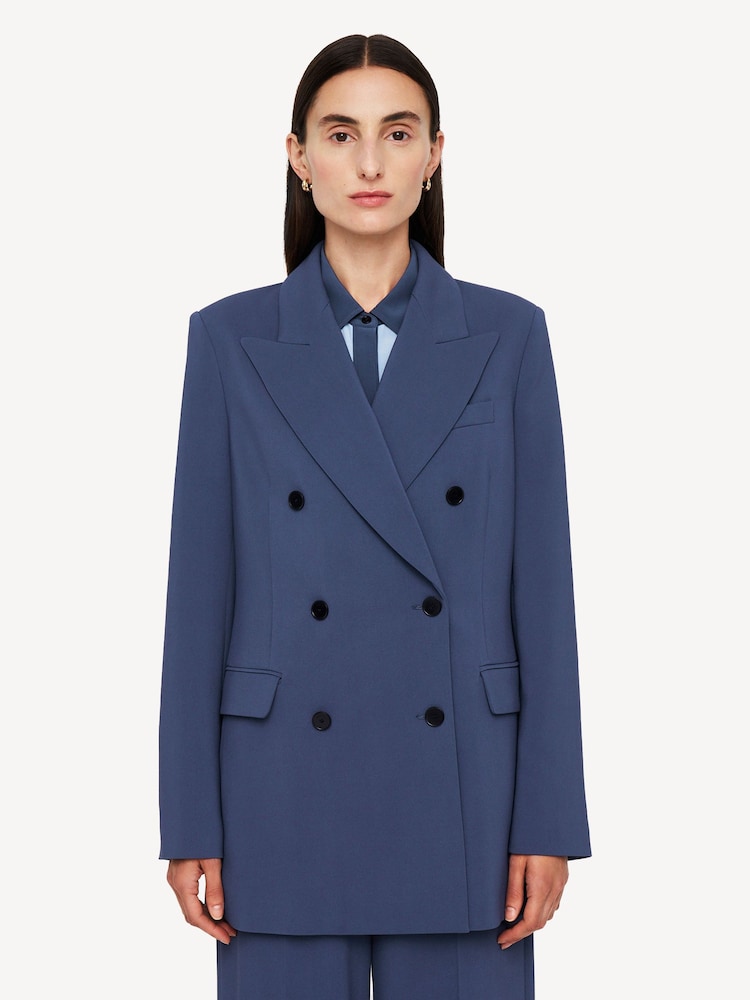 Joseph Blue Valery Comfort Cady Double Breasted Jacket - Image 1 of 6