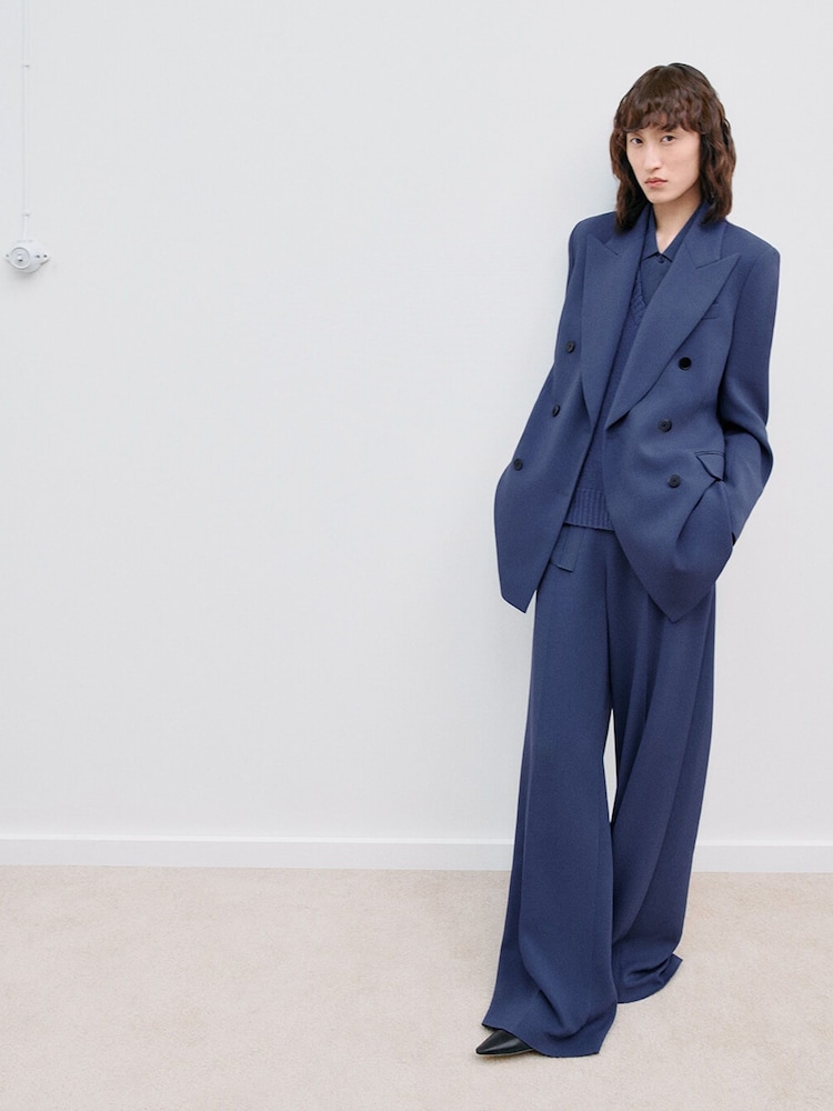 Joseph Blue Valery Comfort Cady Double Breasted Jacket - Image 6 of 6
