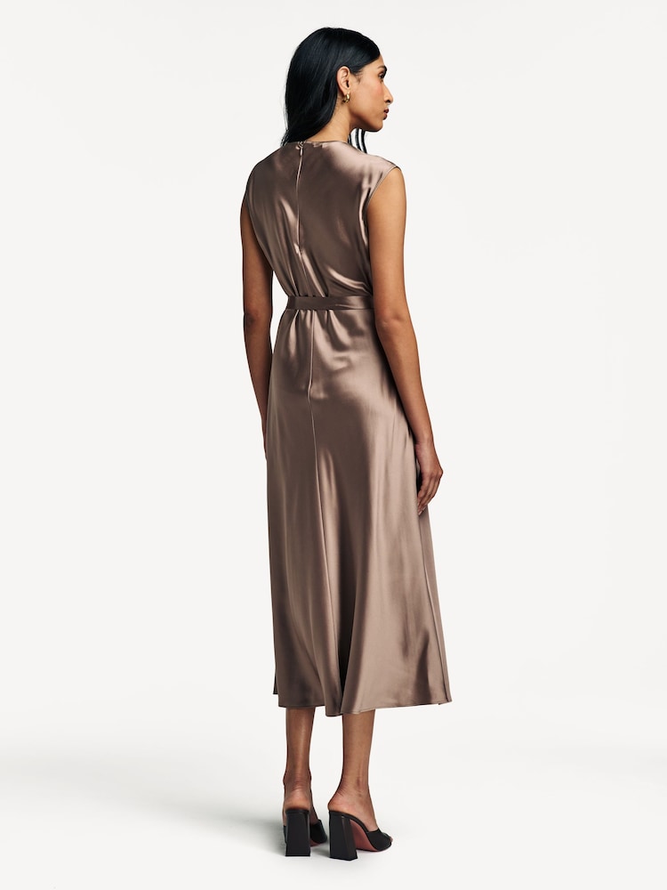 Joseph Brown Garnier Silk Midi Dress - Image 2 of 4