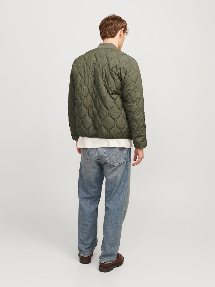 JACK & JONES Green Quilted Padded Bomber Jacket - Image 2 of 5