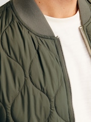 JACK & JONES Green Quilted Padded Bomber Jacket - Image 3 of 5