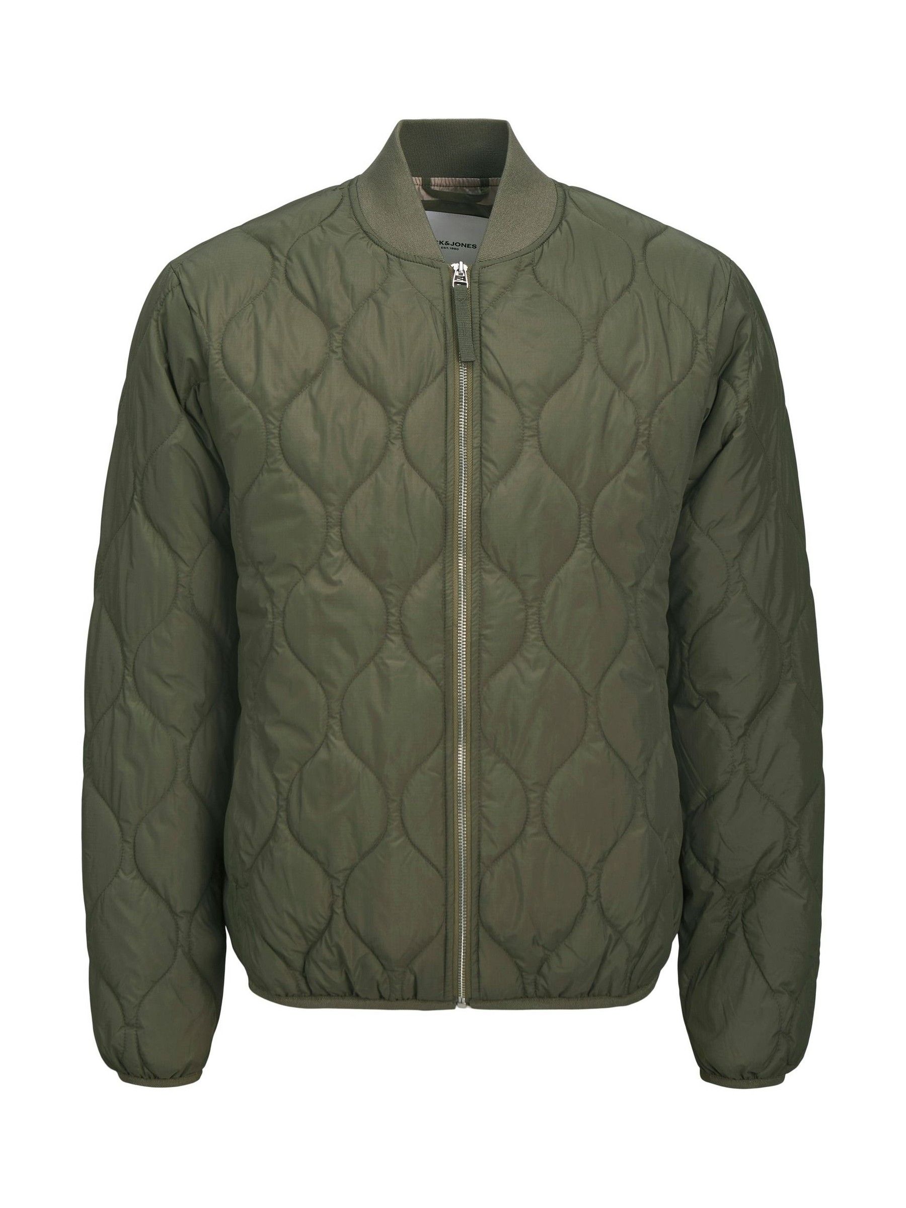 JACK JONES Green Quilted Padded Bomber Jacket Medium Mens