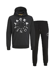 JACK & JONES Black Logo Hoodie Jogger Set - Image 1 of 3