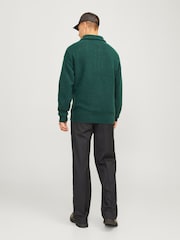 JACK & JONES Green Knitted Quarter Zip Jumper - Image 2 of 5