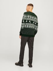 JACK & JONES Green Christmas Fairisle Crew Neck Knitted Jumper - Image 2 of 5