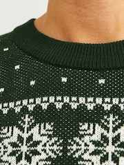 JACK & JONES Green Christmas Fairisle Crew Neck Knitted Jumper - Image 4 of 5