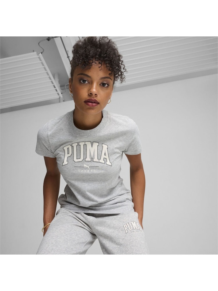 Puma Grey Womens Squad Graphic 100% Cotton T-Shirt - Image 1 of 5
