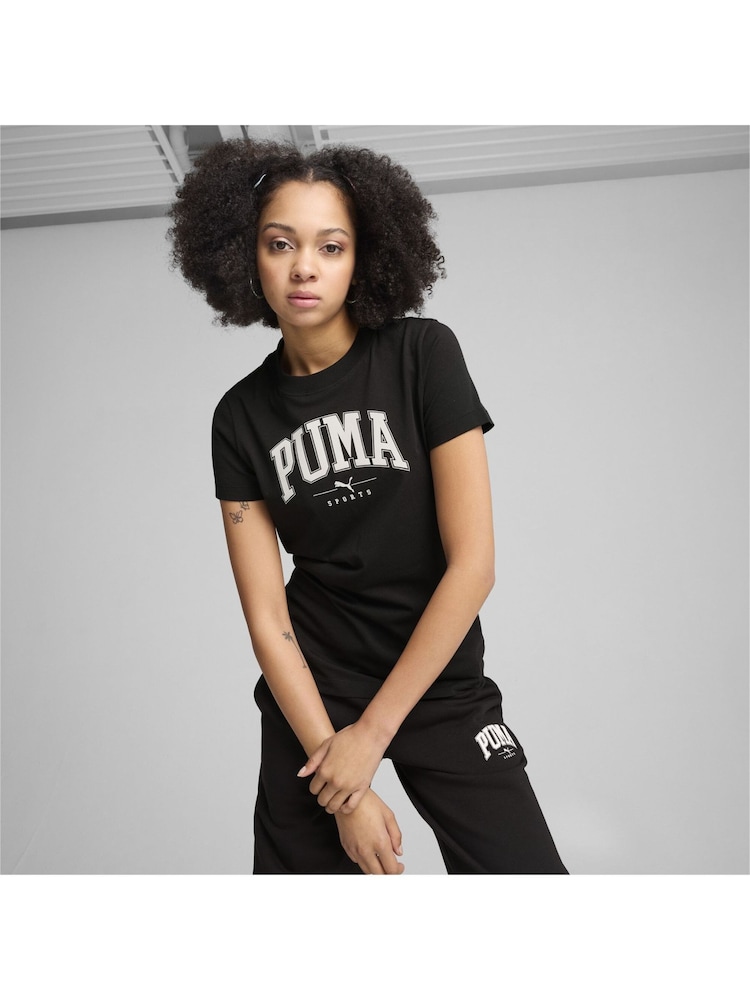 Puma Black Womens Squad Graphic 100% Cotton T-Shirt - Image 1 of 6