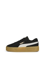 Negro - Puma Womens Smash Platform V3 Suede Sneakers Trainers - Imagen 1 de 6