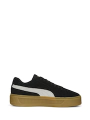 Negro - Puma Womens Smash Platform V3 Suede Sneakers Trainers - Imagen 2 de 6