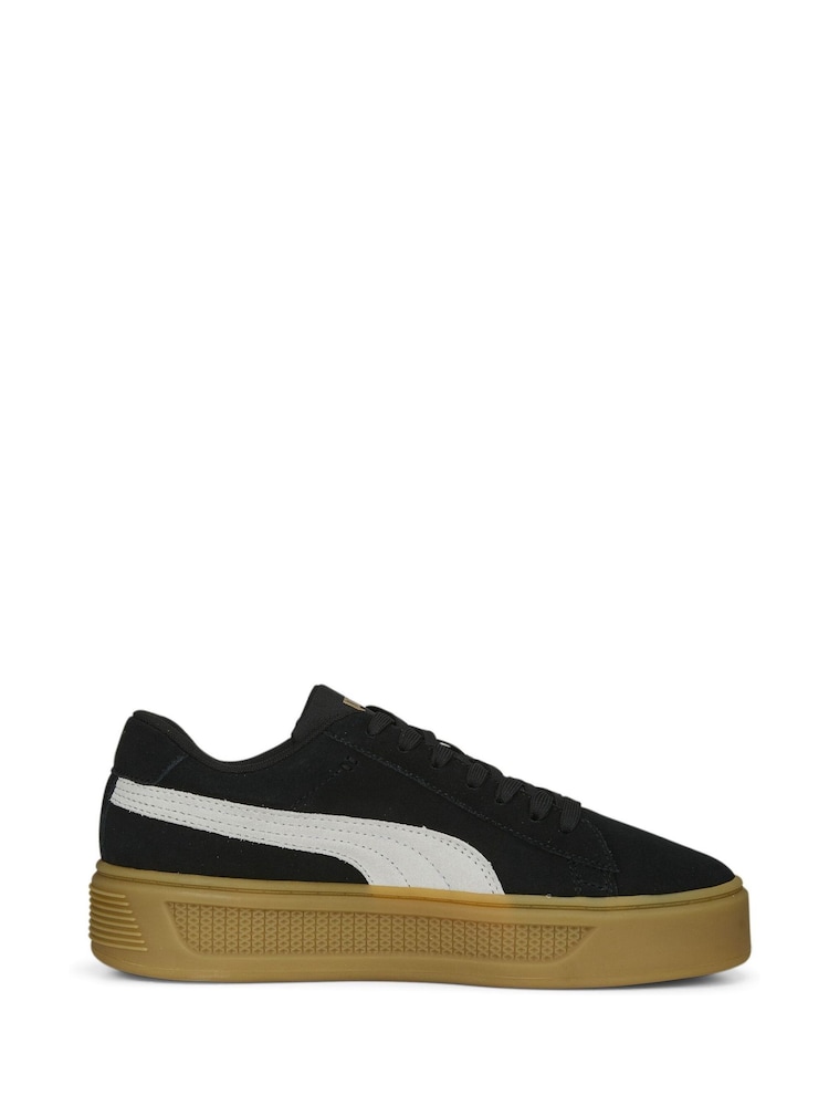 Negro - Puma Womens Smash Platform V3 Suede Sneakers Trainers - Imagen 2 de 6