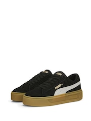 Negro - Puma Womens Smash Platform V3 Suede Sneakers Trainers - Imagen 3 de 6
