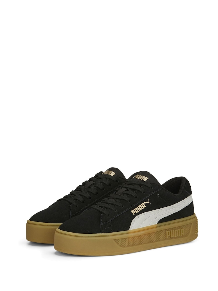 Puma Black Womens Smash Platform V3 Suede Sneakers Trainers - Image 3 of 6