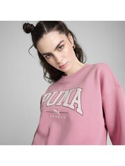 Puma Pink Womens Squad Full Length Crewneck Sweatshirt - Image 5 of 6