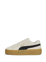 Puma White Womens Smash Platform V3 Suede Sneakers Trainers - Image 1 of 6