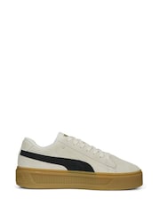 Puma White Womens Smash Platform V3 Suede Sneakers Trainers - Image 2 of 6