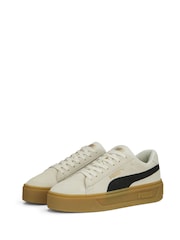 Puma White Womens Smash Platform V3 Suede Sneakers Trainers - Image 3 of 6