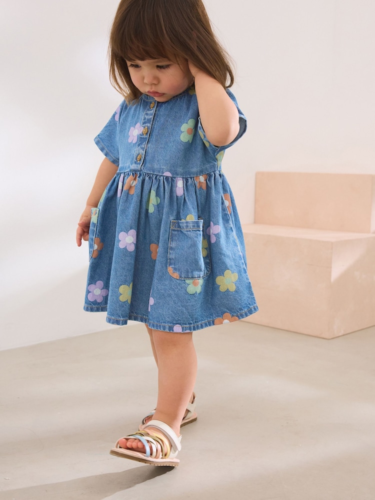 Denim Flower Relaxed Summer Dress (3mths-8yrs) - Image 1 of 7