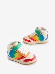 Little Bird by Jools Oliver Multi Lightening Rainbow Star Hi-Top Trainers - Image 1 of 5