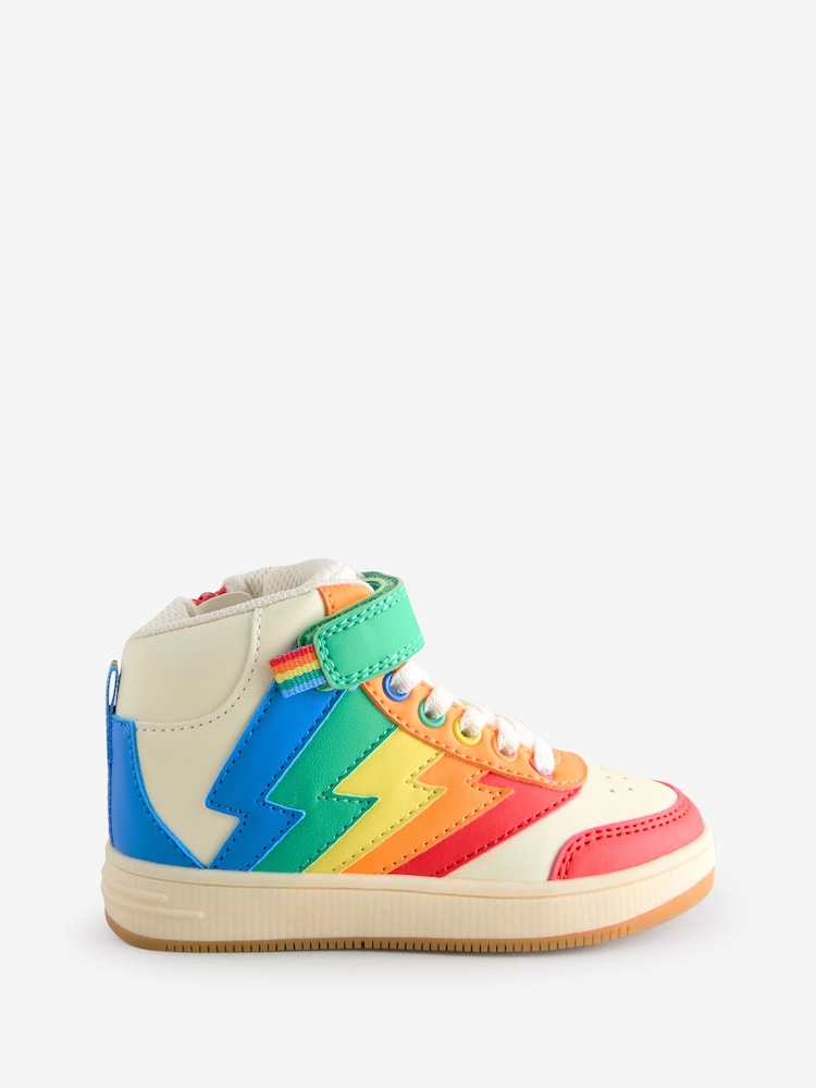 Little Bird by Jools Oliver Multi Lightening Rainbow Star Hi-Top Trainers - Image 2 of 5